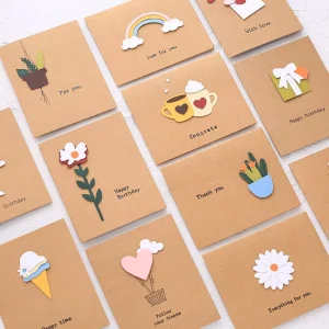 Creative Stereo Holiday Greeting Card Teacher’s Day Message Wishes Postcard Brown Paper Card Envelope Card Paper