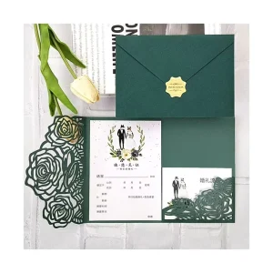 Creative Three-fold Rose Wedding Invitation Elegant High-end Holiday Greeting Card Event Invitation