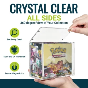 Crystal Clear Acrylic Booster Box Protector UV PTCG TCG Card Collection Display Case for Shelf Showcase