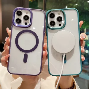 Crystal Clear Magnetic Hard Acrylic Wireless Charging Mobile Back Cover Phone Case for iPhone 14 13 12 11 Pro Max