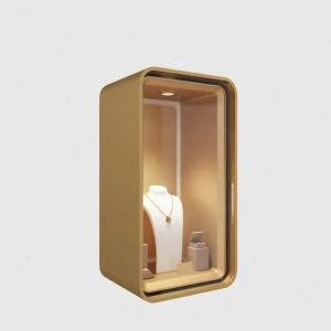 Curved Glass Jewelry Wall Display Cabinet Showcase with LED Lock