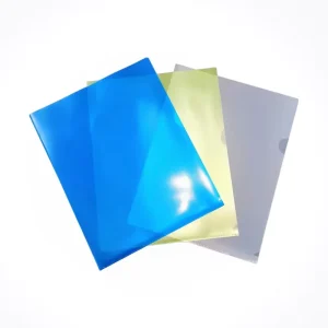 Custom 25pcs L-Shape Clear PP Material School Office Supplies Presentation File Folder with Plastic Project Pockets