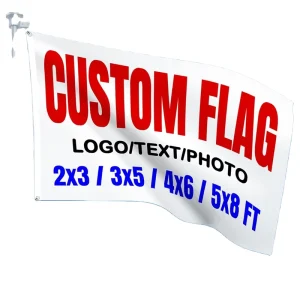 Custom 3 x 5 Ft Flag and Banner with Logo or Text Printing for Business and Sports Fans