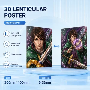 Custom 30x40cm Plastic PET Material 3D Lenticular Anime Motion Painting Poster with Flip Effect