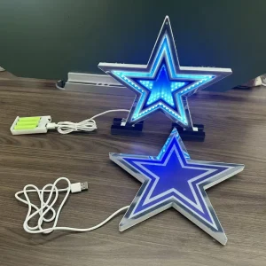 Custom 32 Teams LED Infinity Mirror Light 3D Holographic Effect Lightweight Plastic Portable Display Home Bar Decoration