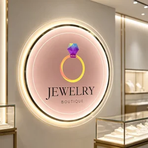 Custom 3D Acrylic Backlit Brand Sign for Jewelry Shops and Beauty Salons Illuminated Logo Plaque for Cosmetic Storefront