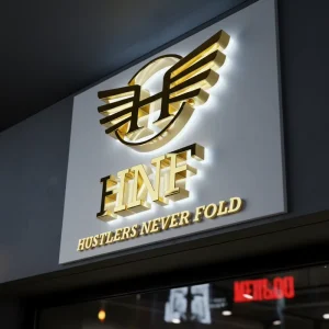 Custom 3D Acrylic Gold LED Backlit Storefront Business Logo Letter Sign