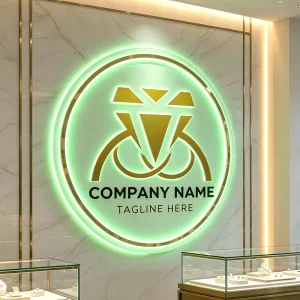 Custom 3D Acrylic Illuminated Logo Sign for Jewelry Boutiques Lighted Business Branding Board for Makeup and Beauty