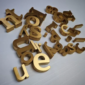 Custom 3D Brushed Gold Stainless Steel Letters Sign Metal Brass Letters Logo Wall Sign