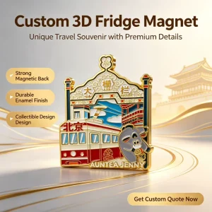 Custom 3D Enamel Fridge Magnet Beijing Landmark Custom Shape ISO Certified Tourist Souvenir OEM ODM Factory Direct