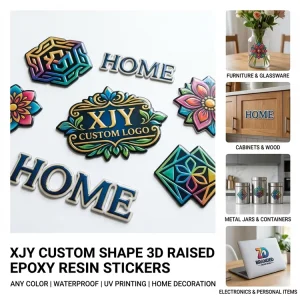 Custom 3D Epoxy Resin Raised Stickers Waterproof UV Printed Die Cut Dome Stickers for Home Decoration and Branding Use