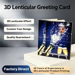 Custom 3D Lenticular Greeting Card Flip Effect Changeable Image Motion Cards 3D Depth Birthday Christmas Invitation Cards