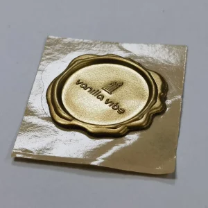 Custom 3D Logo Self Adhesive Gold Embossed Wax Seal Sticker Plastic Label