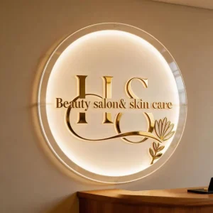 Custom 3D Metal Logo Sign Beauty Salon Sign Custom Company Brand Name 3D Illuminated Letters Business Logo Sign for Decoration