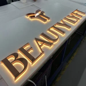 Custom 3D Office Backlit Logo Signage Metal Business Sign Board for Company Beauty Stores
