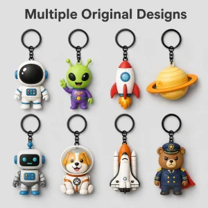 Custom 3D PVC Astronaut Keychain Space Voyager Series Soft Rubber Bag Charm for Souvenir & Gift