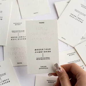 Custom 400g Texture Paper Color Printing 3D Emboss Cards Paper Thank You Business Cards for Small Business