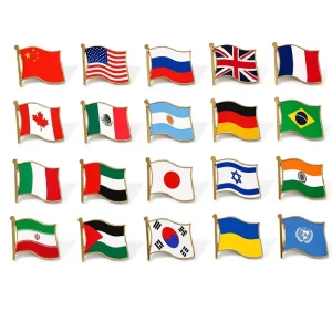 Custom 41 Countries National Flag Enamel Lapel Pin Metal Brooch Badge Souvenir Gift