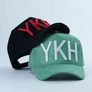 Custom 5 Panel Embroidery Green Suede Curve Brim Baseball Cap for Man