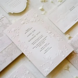 Custom 600g Cotton Paper Printing Embossed Logo Wedding Invitation Cards Letter Pressed Business Thank You Card