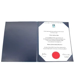 Custom A4 A5 PU Leather Certificate Holder Diploma Cover Folder For Graduation