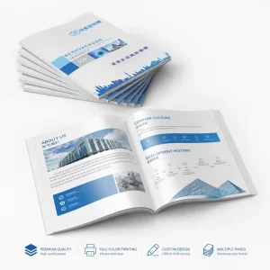 Custom A4 Offset Printed Company Profile Brochure Business Catalog Booklet Design Service with Kraft Paper