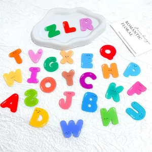 Custom Acrylic 26 English Text Letter Key Chain, Round UV-Printed Pendant for Anime Bag