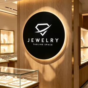 Custom Acrylic Backlit Wall Brand Sign for Boutique Jewelry Stores Lighted Company Display for Makeup and Cosmetic Shops
