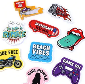 Custom Adhesive Label Logo Design UV Proof Printing Waterproof Cartoon PVC Vinyl Die Cut Sticker Custom Stickers