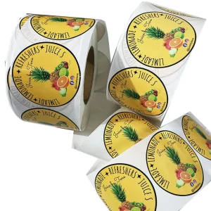 Custom Adhesive Label Stickers Private Design Roll Packaging UV Beverage Industry Manufacturers Glossy Vinyl Surface Waterproof