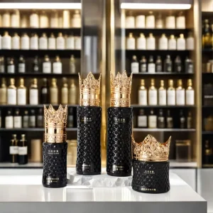 Custom Airless Black Glass Bottle Empty Skincare Packaging Containers with Lids for Makeup Serum