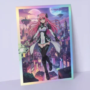 Custom Anime Holo Foil Art Prints Digital Painting Holographic Paper Poster Game Movie Book Illustration Gift Wall Decor Posters