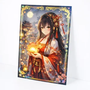 Custom Anime Holofoil Art Print Paper Poster Holographic Foil Manga Prints A2/A3/A4 Glossy Fanart Chibi Style Wall Decor Posters