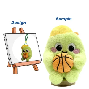 Custom Anime Plush Toys Manufacturer Cartoon Character Stuffed Green Doll Holding Basketball Plush Toys