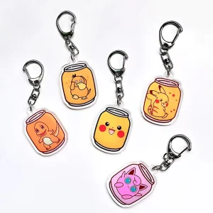 Custom Anime UV Printing Cartoon Acrylic Key Chain Can Series Pikachu Small Pendant