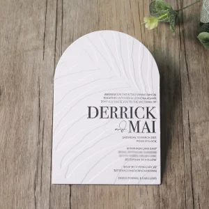 Custom Arch Shape Letterpress Cotton Paper Wedding Invitation With Envelope for Wedding Event