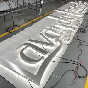 Custom Backlit LED Logo Shop Mirror Letters 3D Store Advertising Sign for Office Companies Buildings or Bar With Custom Logo