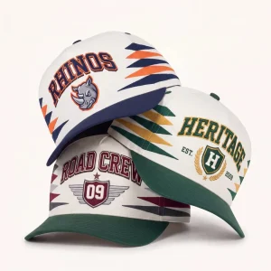 Custom Baseball Cap High Quality 5 Panel Cotton Twill Hat with Rhino Mascot Embroidery Sport Team OEM ODM