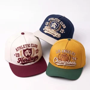 Custom Baseball Cap with Hand Embroidery Red Brim Custom Logo Team Hat Common Fabric Sport