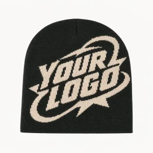 Custom Beanie Jacquard Knitted Logo Design Winter Hat Y2K Fashion Acrylic Warm OEM Skull Cap