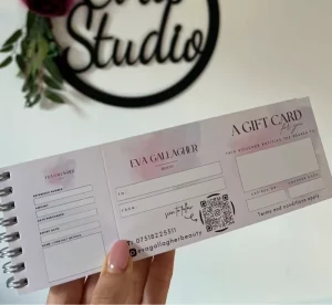 Custom Beauty Salon Gift Voucher Book, Print logo Lash & Nail Technician Gift Card, Hairdresser Stationary, Perforated Physical