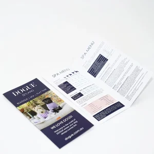 Custom Bi-fold Brochure Printing Small Business Spa Menu Leaflet Matte Glossy Lamination Half-fold Promotion Flyer