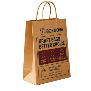 Custom Biodegradable Kraft Paper Shopping Bag Cotton Rope Handles Classic Rectangle Design for Glasses Gift