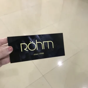 Custom Black Acrylic Logo Sign Gold UV Printing Brand Display for Retail Counter