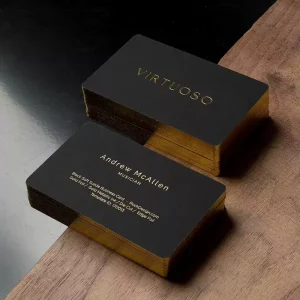 Custom Black Business Card with Gold Foil Edges Luxurious Texture Personalized Business Card Supports Custom Design