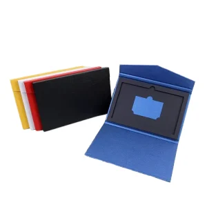 Custom Black Cardboard Gift Box UV Magnetic Finish Soft Touch Paper for Credit VIP Cards Embossed for Cosmetics
