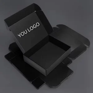 Custom Black Corrugated Paperboard Garment Box Airplane Shape Four Color Printing Embossing Matt Lamination Reusable Recyclable