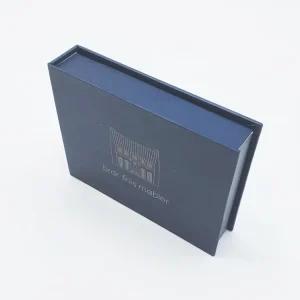 Custom Black Rigid Lid and Base Box for Badge Packaging with Velvet Insert and Gold Foil Logo Support Color Customization