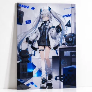 Custom Blue Foil Vtuber Cartoon and Anime Fan Art Collectible Poster