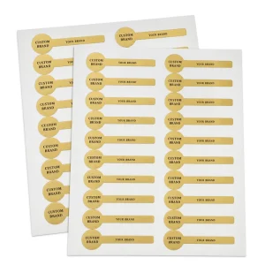 Custom Brand Label Gold Metallic Foil Sticker Lollipop Shape Hang Tag YOUR BRAND